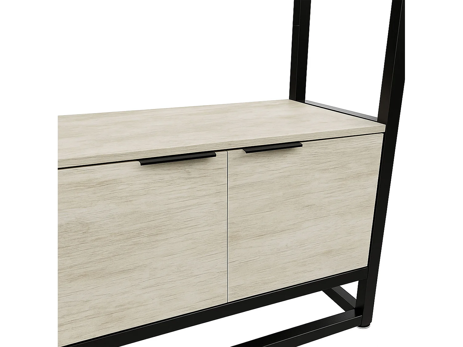 Edo - Estante de Parede 76x162,5x33,5 cm 3 Prateleiras com Armário 2 Portas em Madeira Bleach Estrutura Metálica Preto