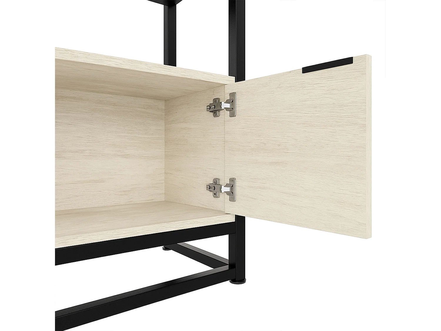 Edo - Estante de Parede 76x162,5x33,5 cm 3 Prateleiras com Armário 2 Portas em Madeira Bleach Estrutura Metálica Preto