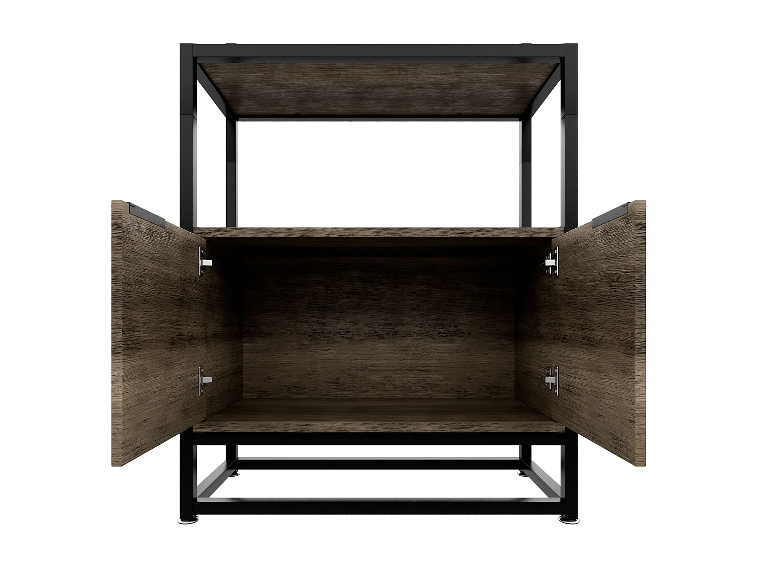 Edo - Estante de Parede 76x162,5x33,5 cm 3 Prateleiras com Armário 2 Portas em Madeira Bleach Estrutura Metálica Preto