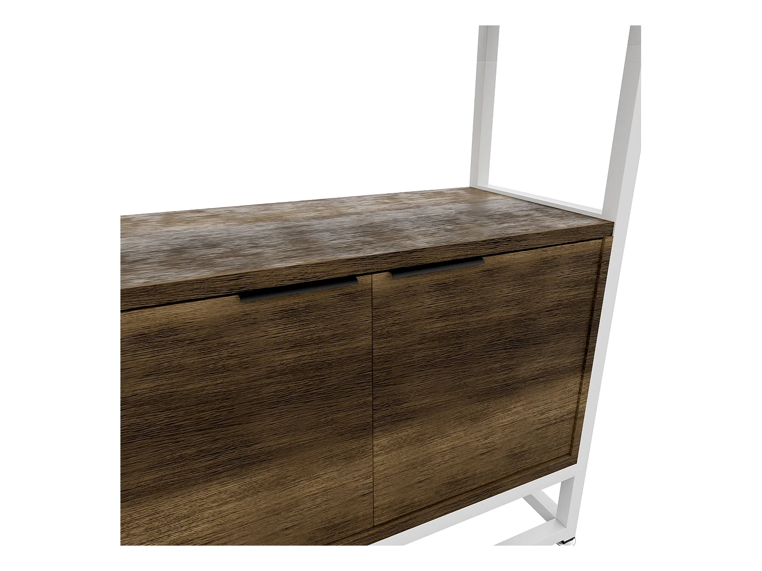 Edo - Scaffale Libreria a Muro 76x162,5x33,5 cm 3 Ripiani con Mobiletto 2 Ante in Legno Oak Struttura in Metallo Bianco