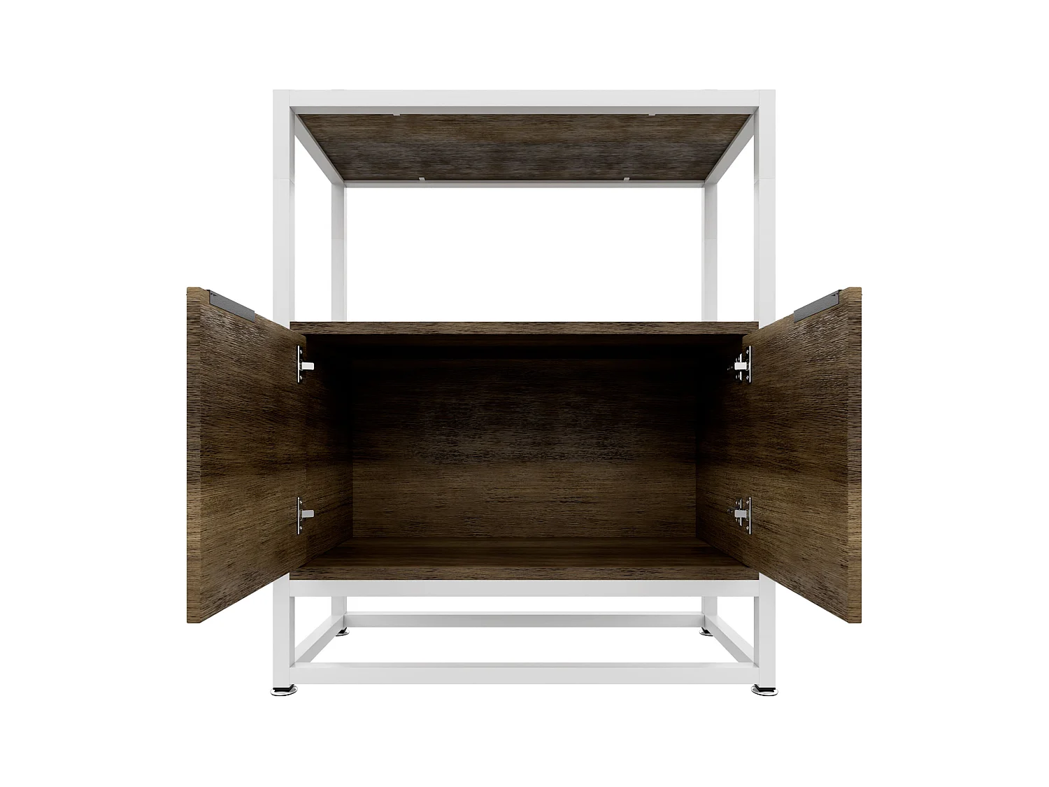 Edo - Scaffale Libreria a Muro 76x162,5x33,5 cm 3 Ripiani con Mobiletto 2 Ante in Legno Oak Struttura in Metallo Bianco