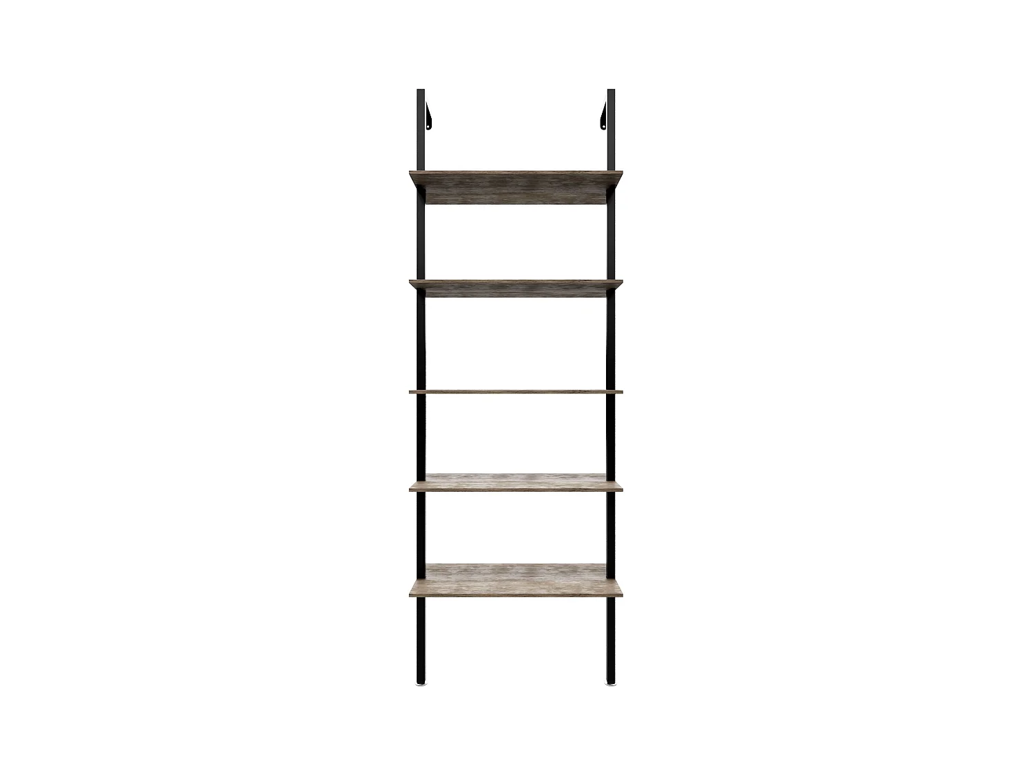 Komo - Estante Biblioteca de Parede 60x185x30 cm com 5 Prateleiras em Madeira Bleach e Estrutura em Metal Preto