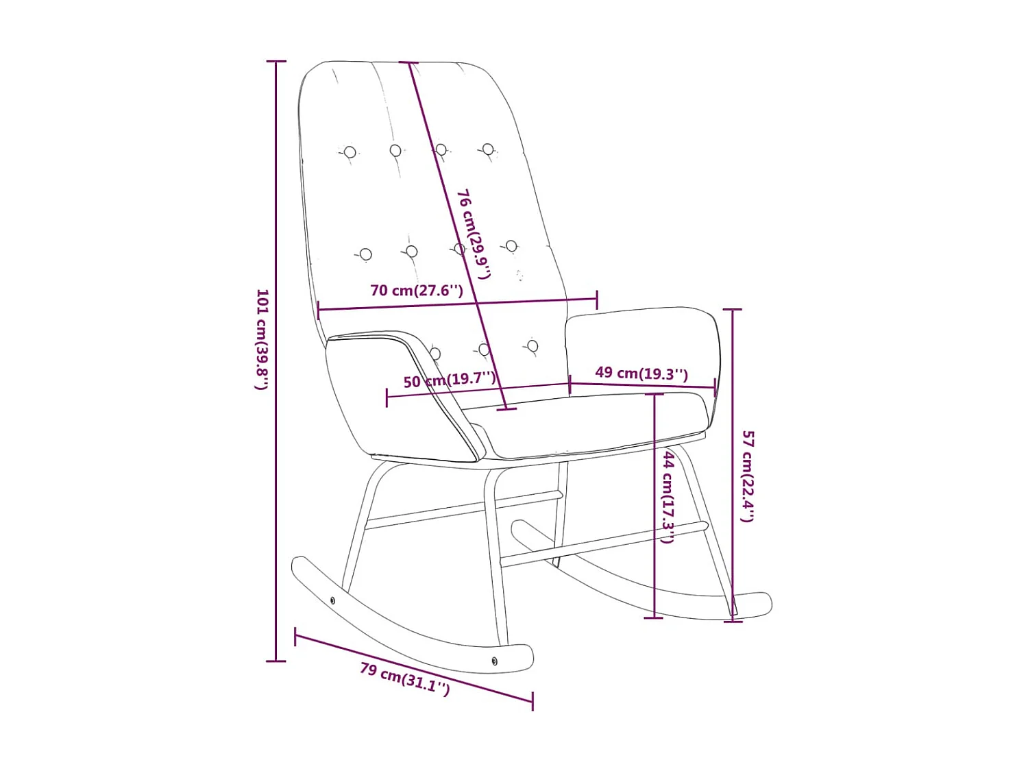 Fauteuil à bascule d'allaitement tissu grise 70 x 79 x 101 cm DEC028983