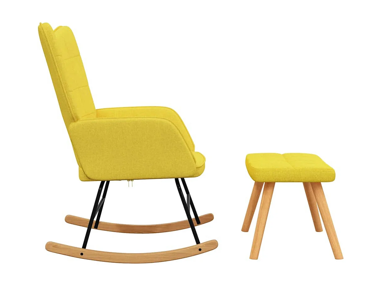 Fauteuil à bascule avec tissu jaune 61 x 78 x 98 cm DEC028878