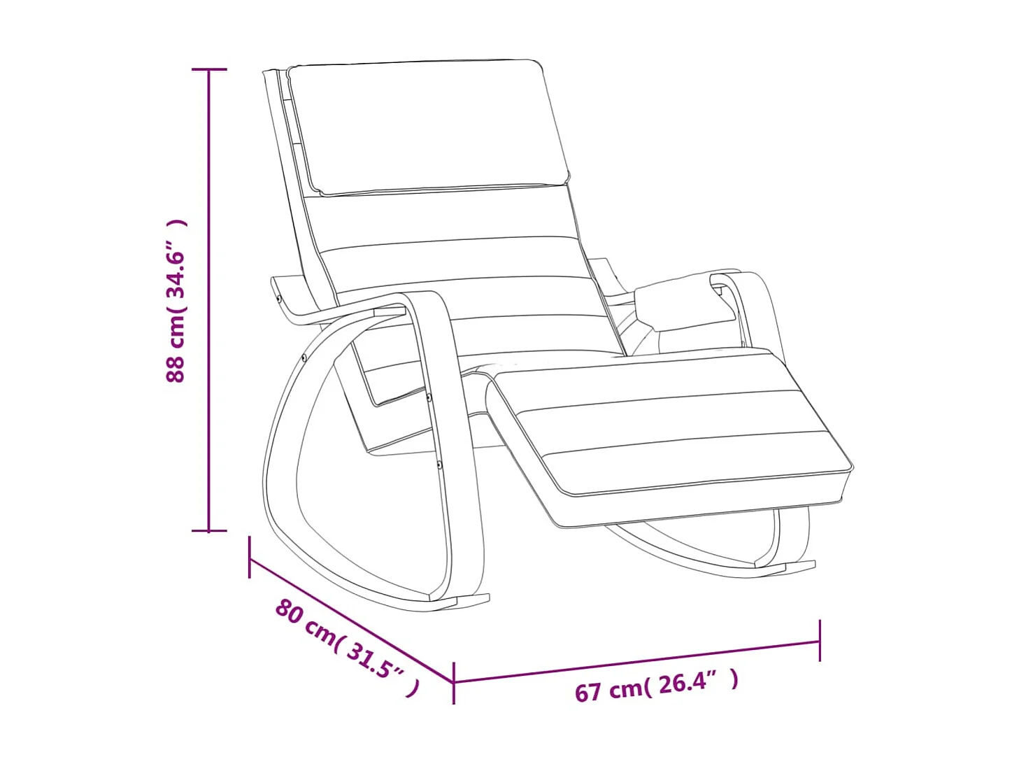 Fauteuil relax pour salon bois marron 67 x 80 x 88 cm DEC029050