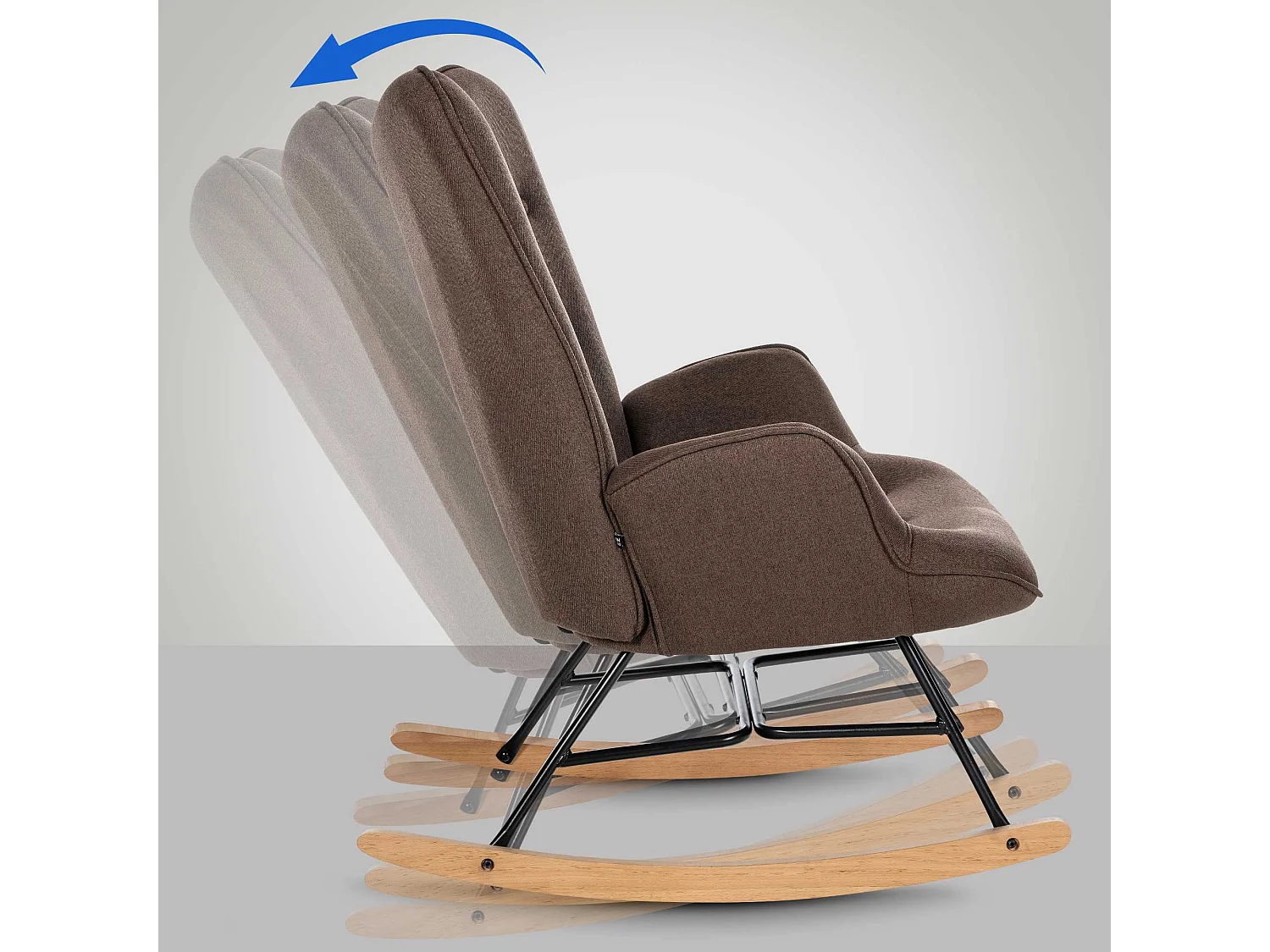 Fauteuil à bascule rocking métal marron 71 x 88 x 98 cm 10_0003803