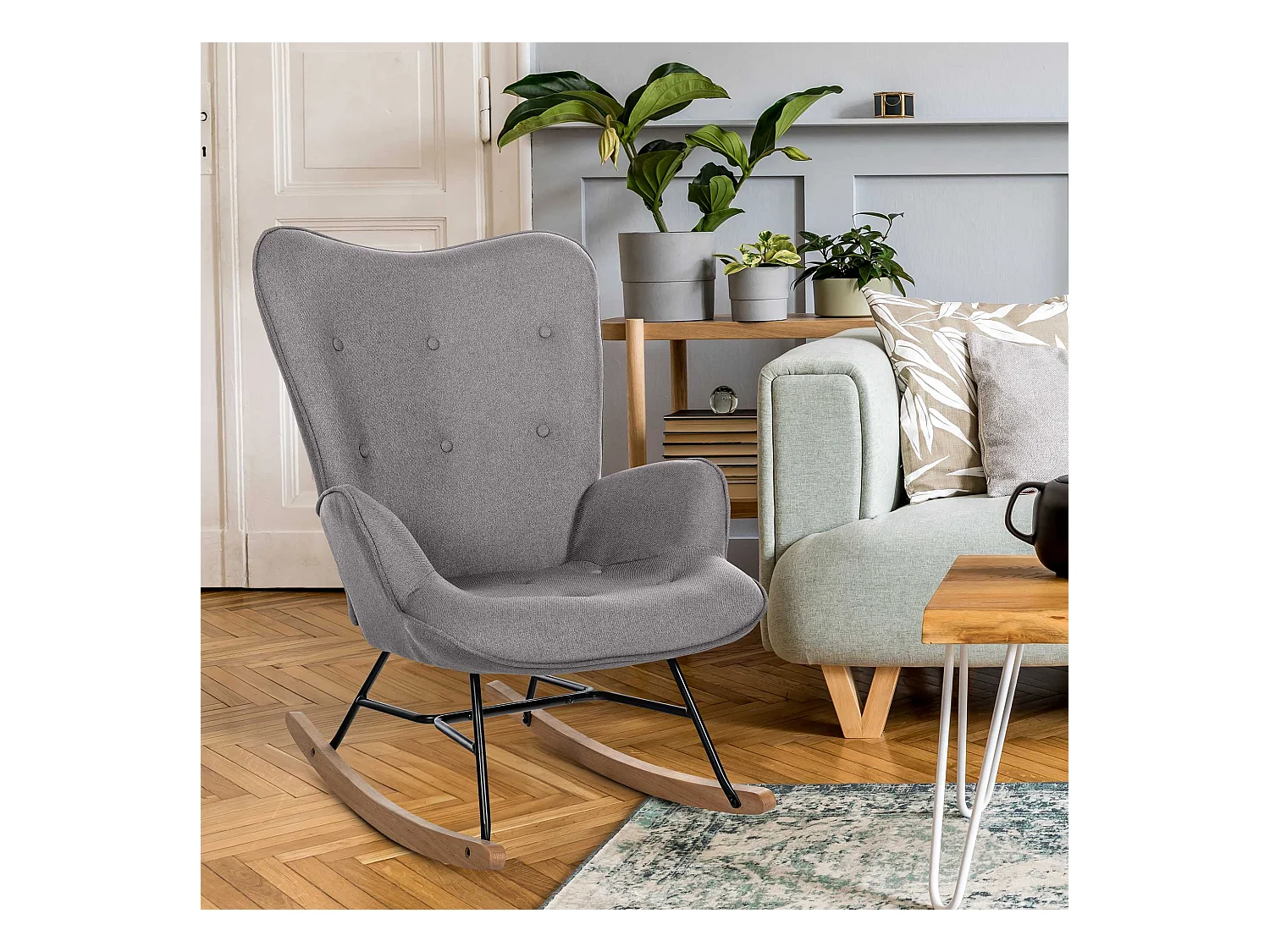 Fauteuil à bascule rocking métal marron 71 x 88 x 98 cm 10_0003806