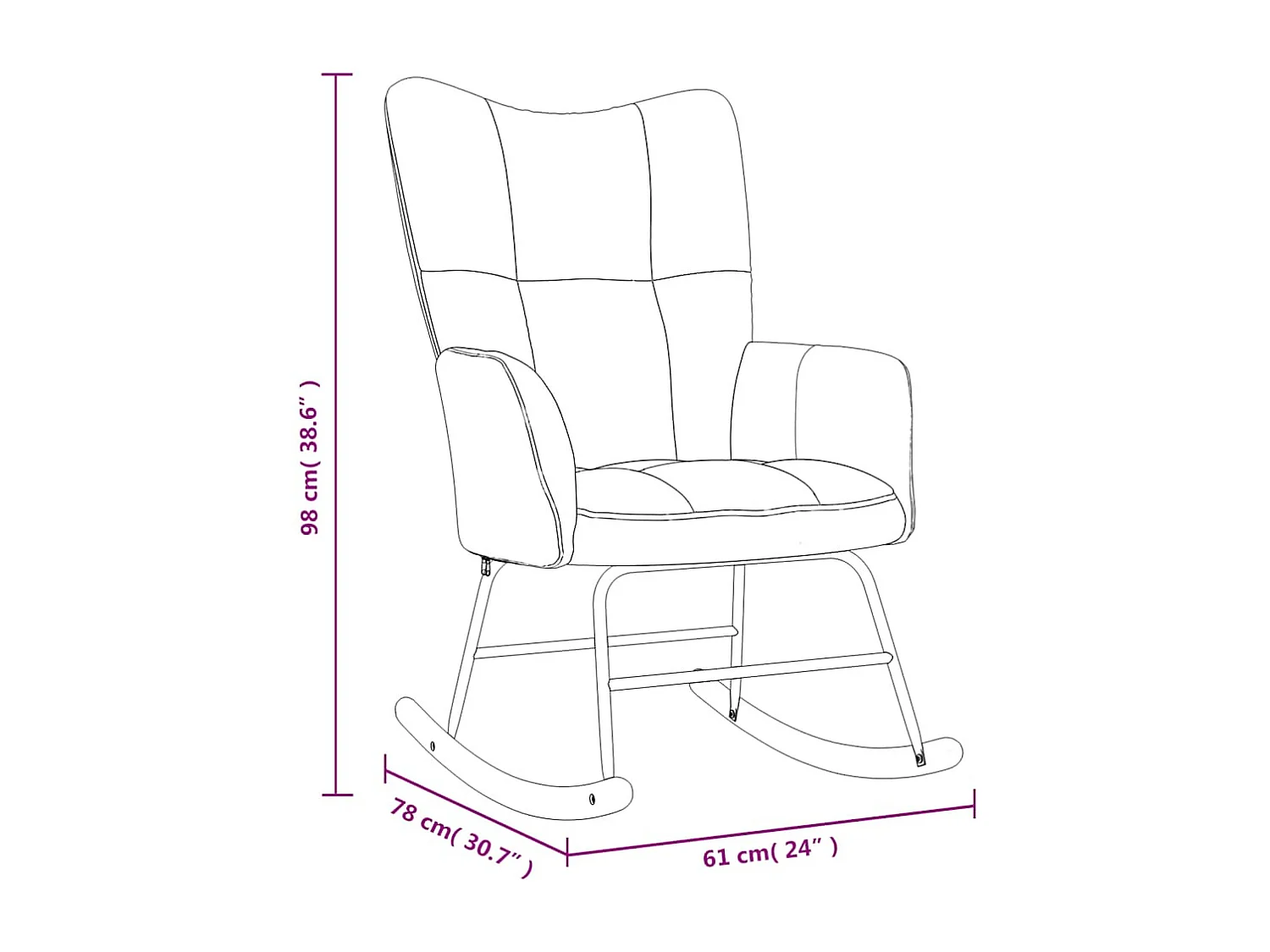 Fauteuil à bascule d'allaitement bordeaux 61 x 78 x 98 cm DEC029081