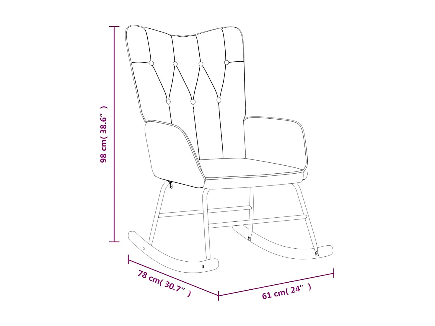 Fauteuil à bascule d'allaitement tissu crème 61 x 78 x 98 cm DEC028915