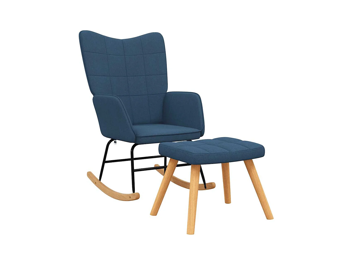 Fauteuil à bascule rembourré tissu bleue 61 x 78 x 98 cm DEC028868