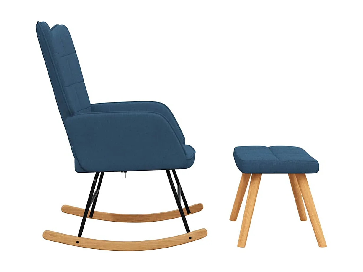 Fauteuil à bascule rembourré tissu bleue 61 x 78 x 98 cm DEC028868