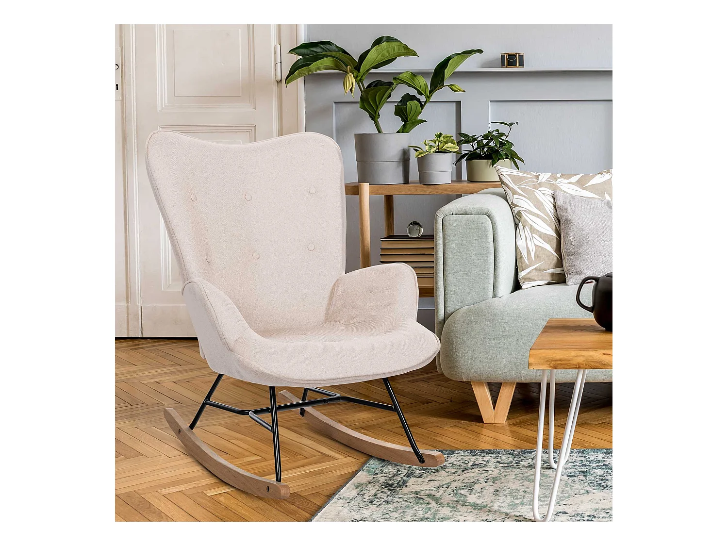 Fauteuil à bascule rocking métal marron 71 x 88 x 98 cm 10_0003804