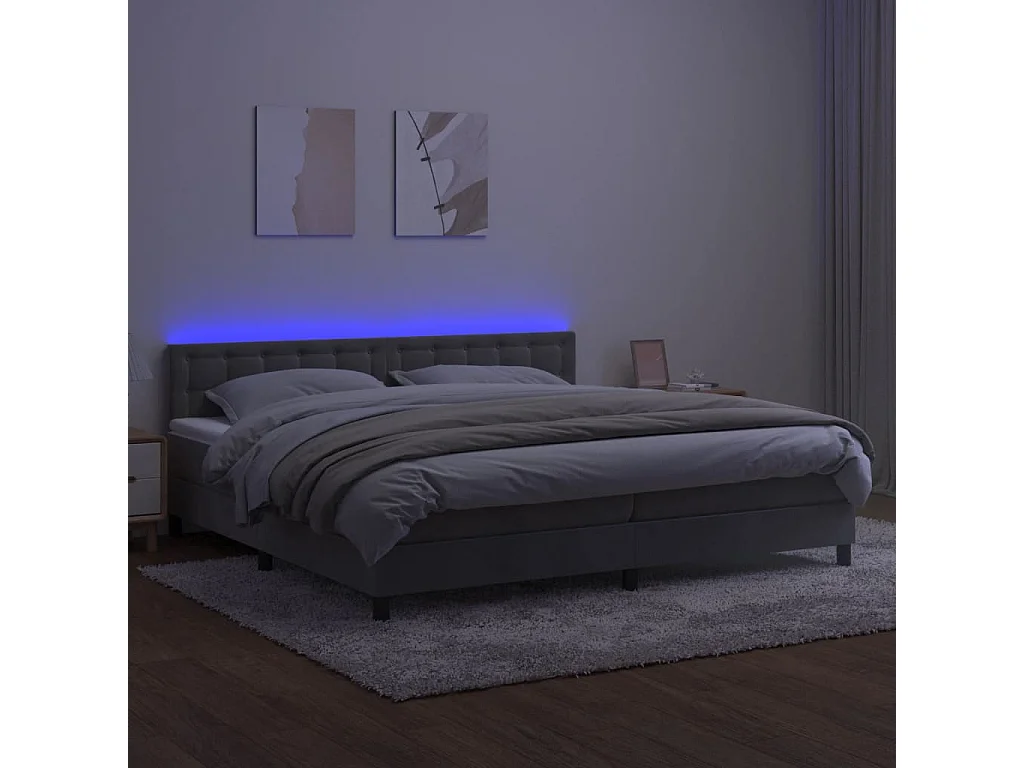 Cadre de lit LED tissu grise 203 x 200 x 88 cm TDL0207765