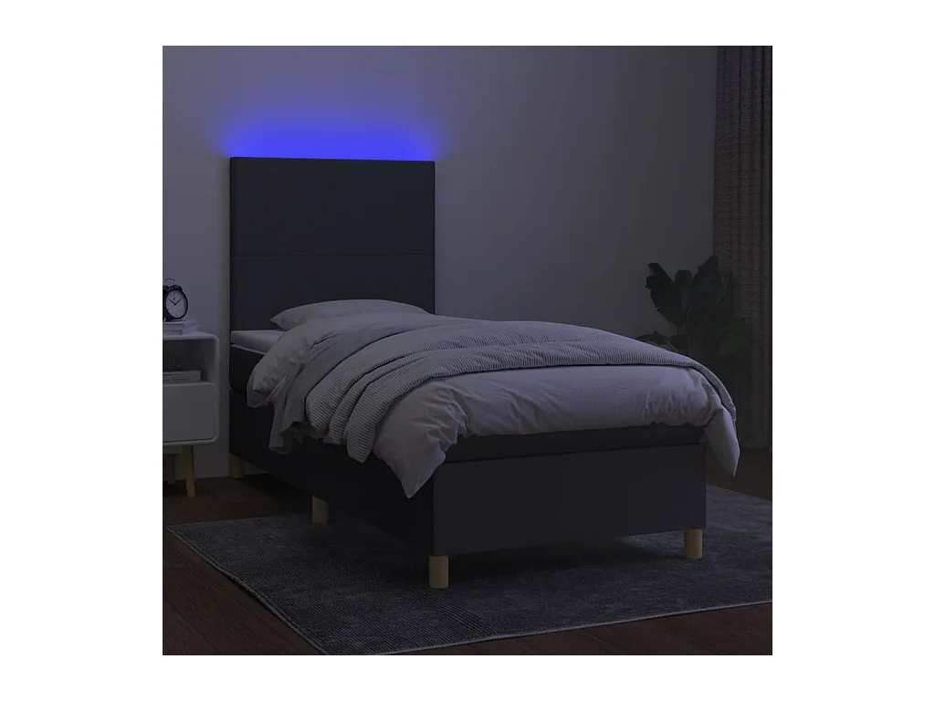 Cadre de lit LED tissu grise 203 x 100 x 128 cm TDL0208456