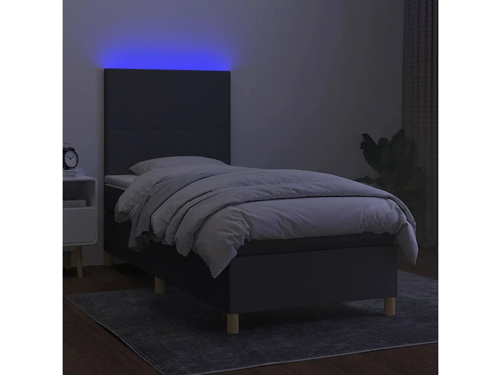 Cadre de lit LED tissu grise 203 x 100 x 128 cm TDL0208456