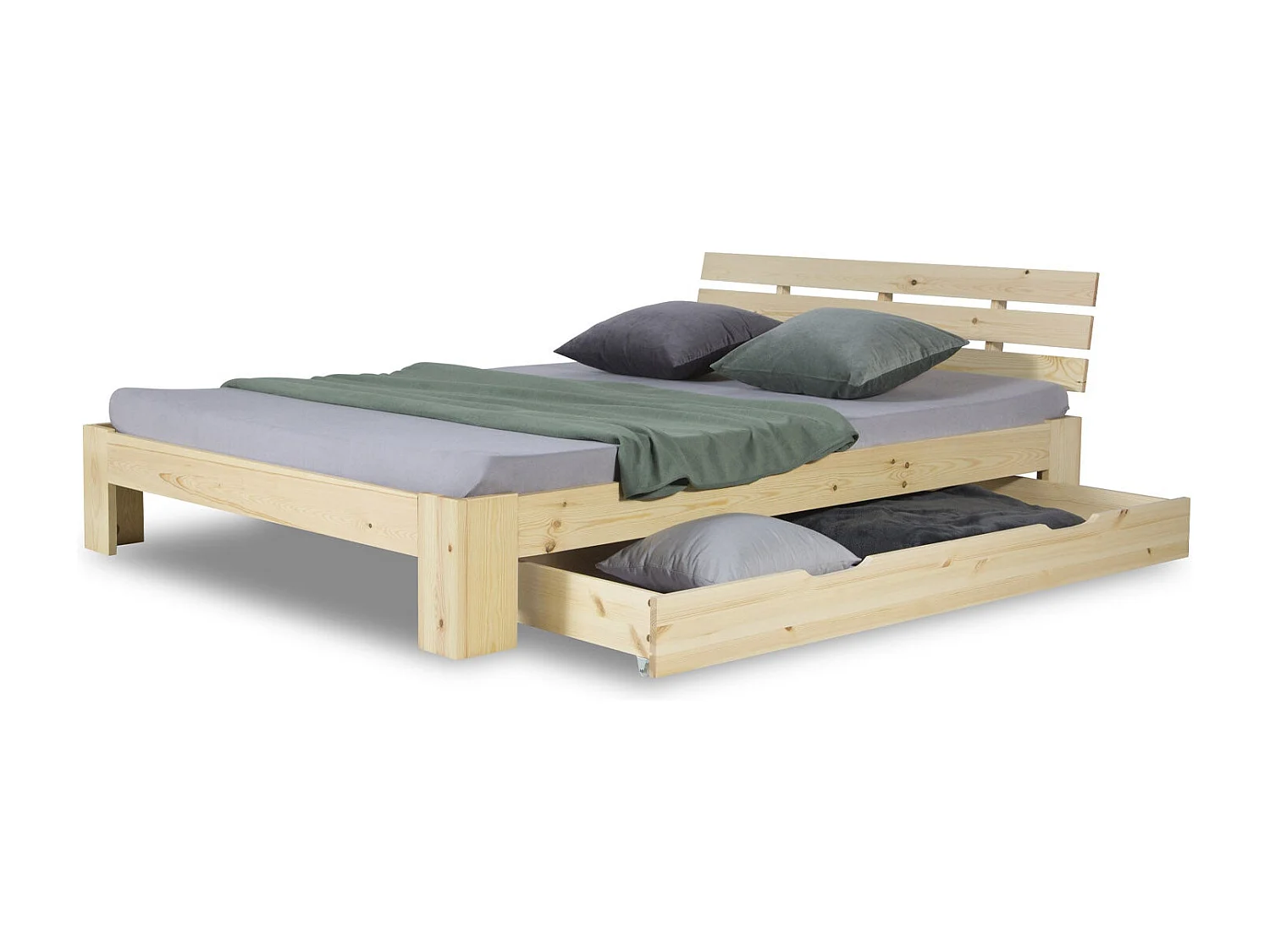 Lit double 140x200 cm bois marron 173 x 63 x 16 cm LIT06226