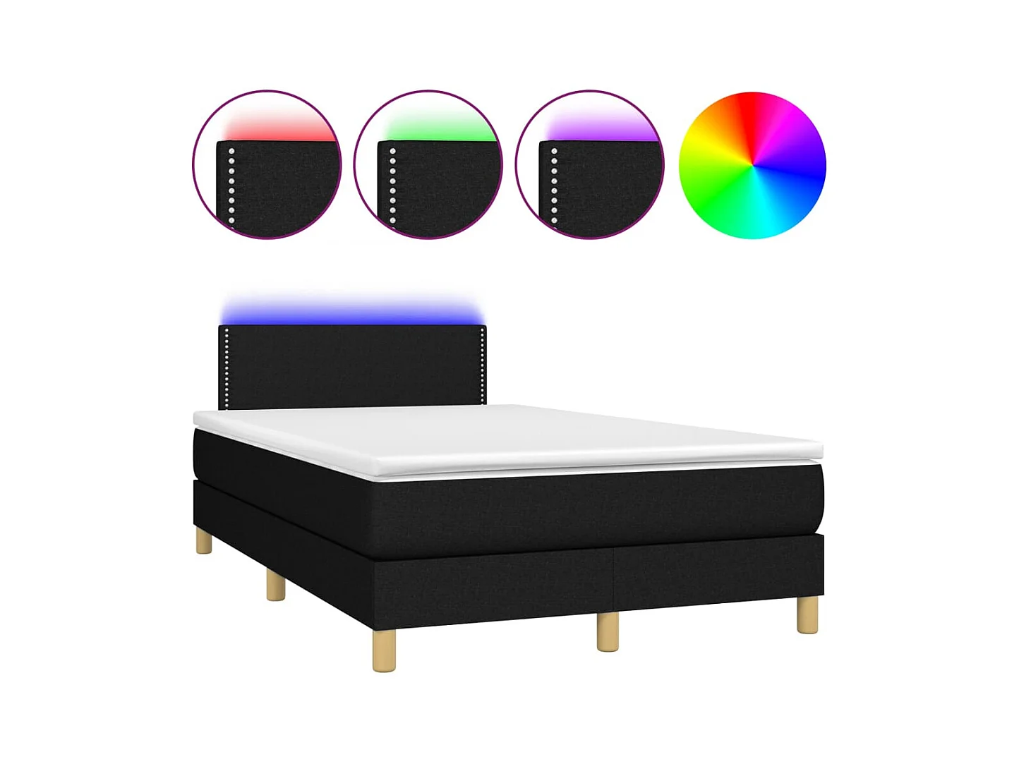 Cadre de lit LED tissu noire 203 x 120 x 88 cm TDL0209300