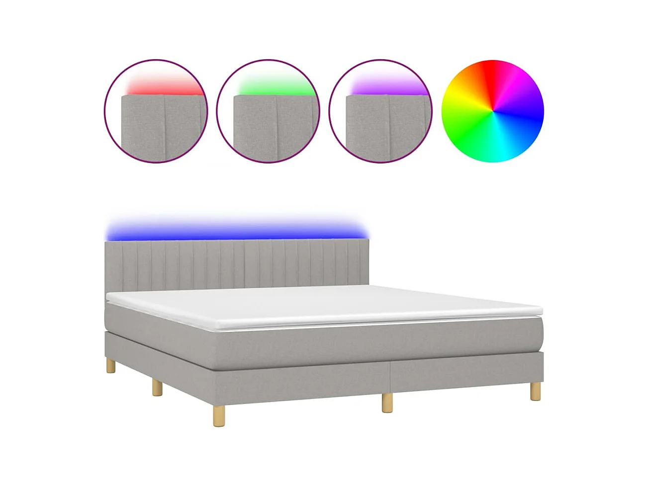 Cadre de lit LED tissu grise 203 x 180 x 88 cm TDL0208504