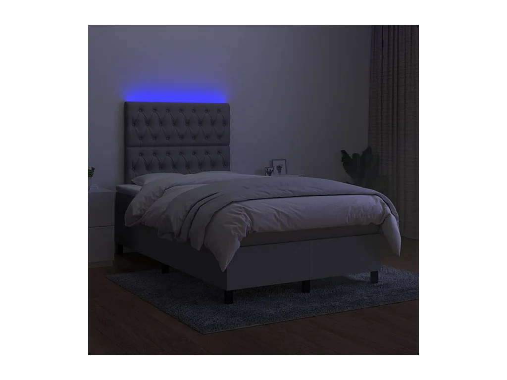 Cadre de lit LED tissu grise 203 x 120 x 128 cm TDL0207882