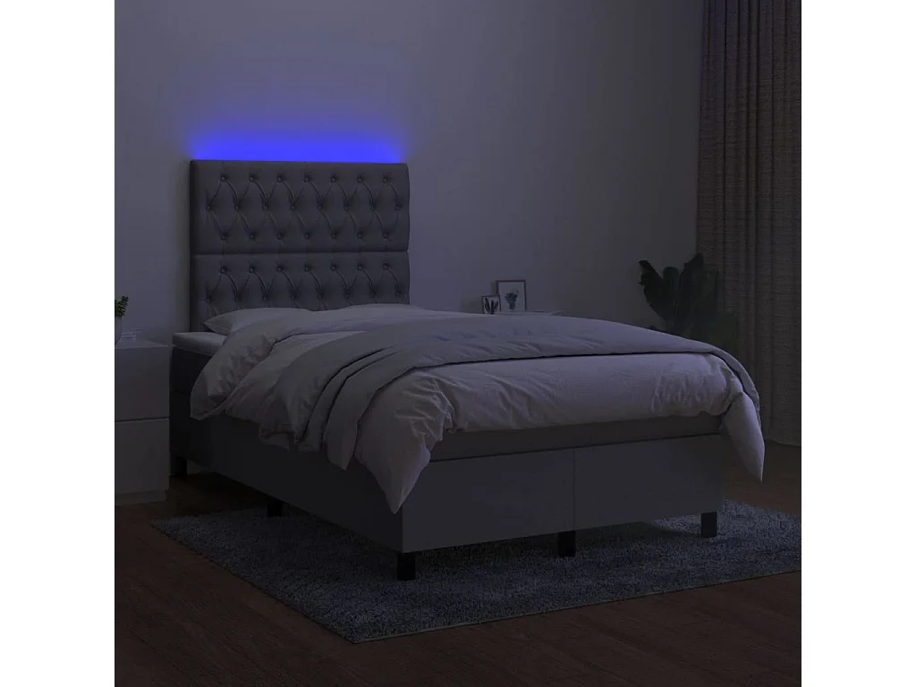 Cadre de lit LED tissu grise 203 x 120 x 128 cm TDL0207882