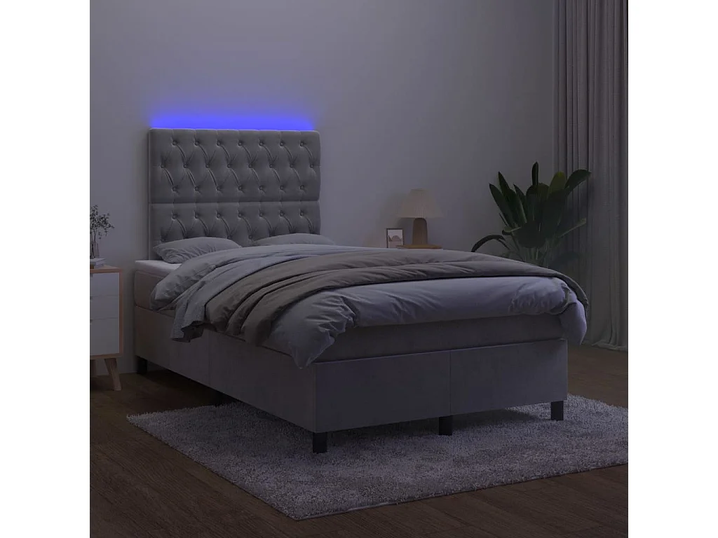 Cadre de lit LED tissu grise 203 x 120 x 128 cm TDL0207869