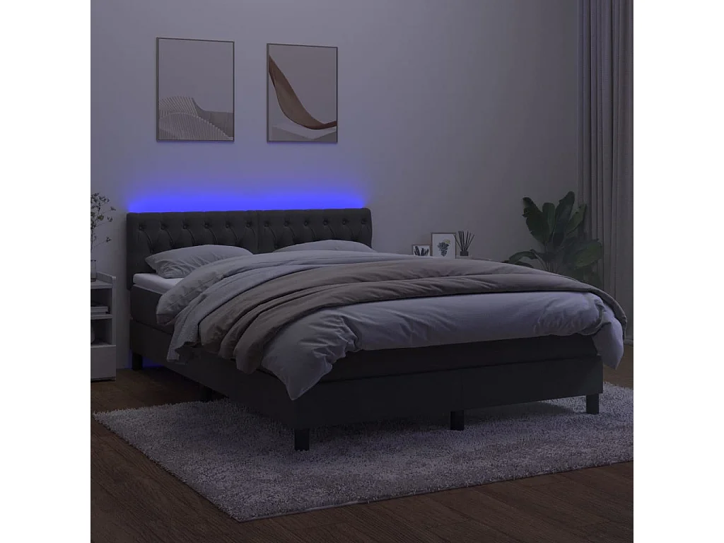 Cadre de lit LED tissu grise 203 x 144 x 78 cm TDL0207704