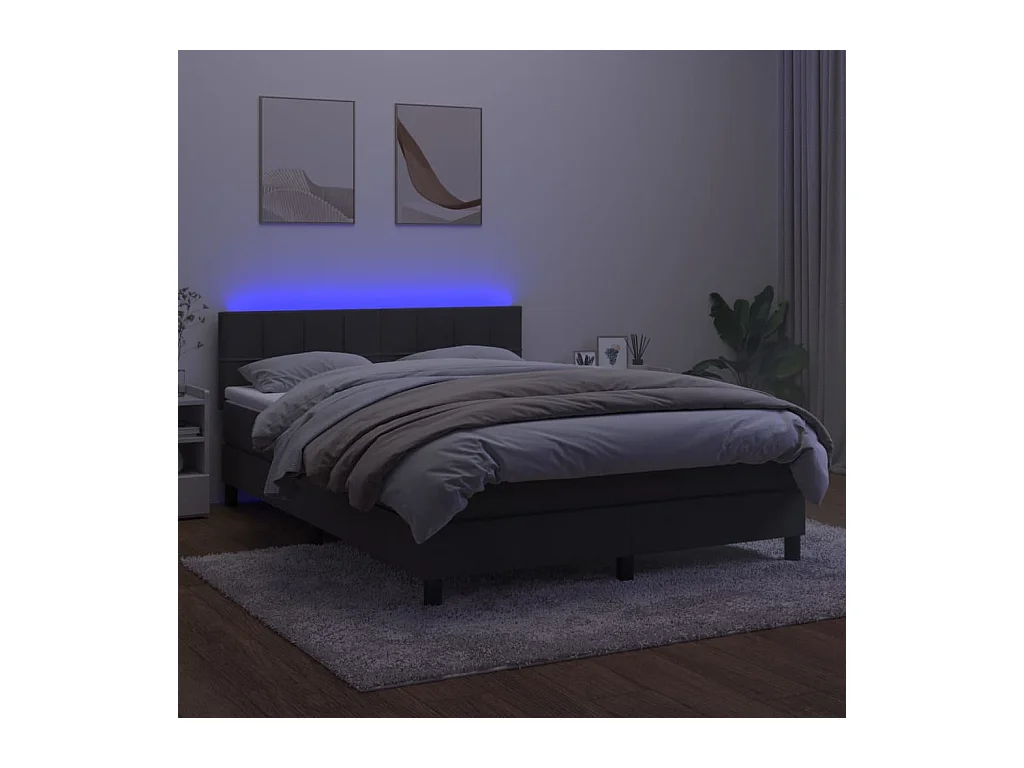 Cadre de lit LED tissu grise 193 x 144 x 88 cm TDL0207714