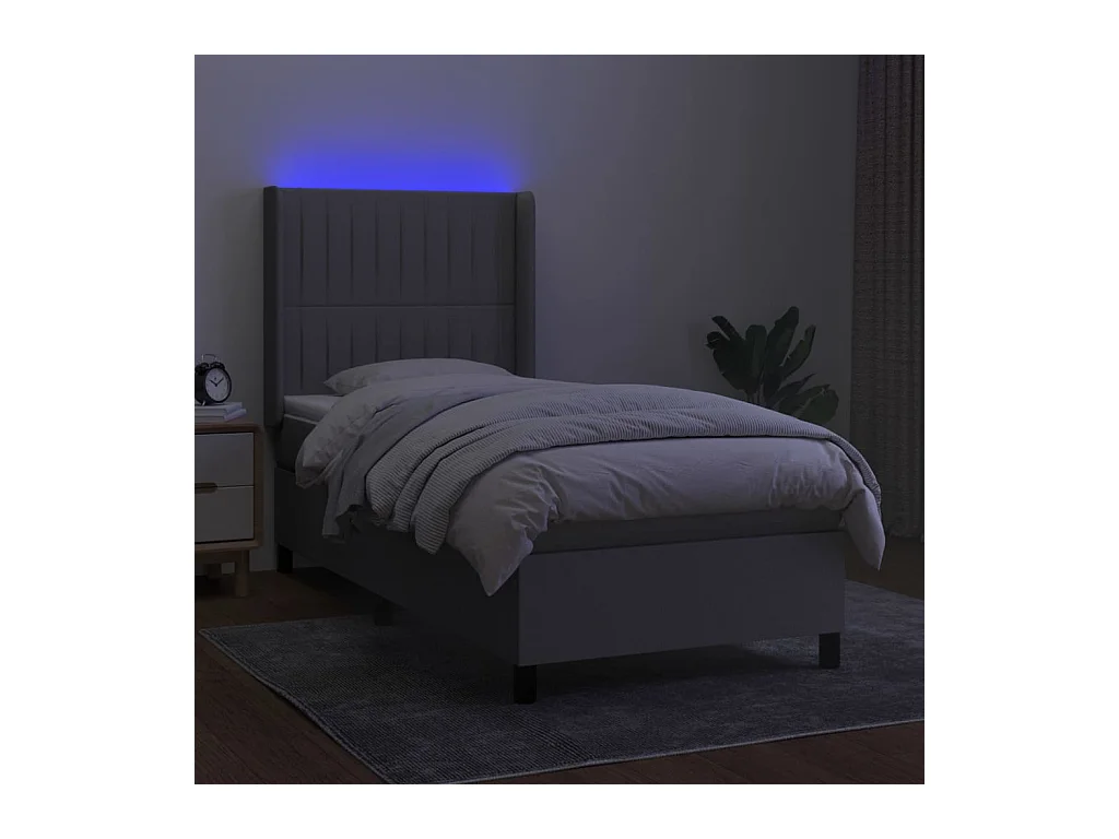 Cadre de lit LED tissu grise 203 x 103 x 128 cm TDL0207958