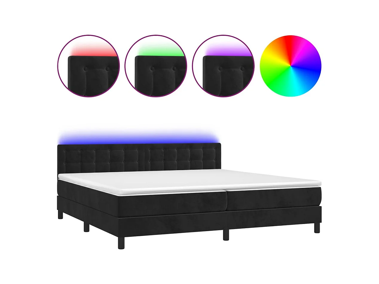 Cadre de lit LED tissu noire 203 x 200 x 88 cm TDL0209147