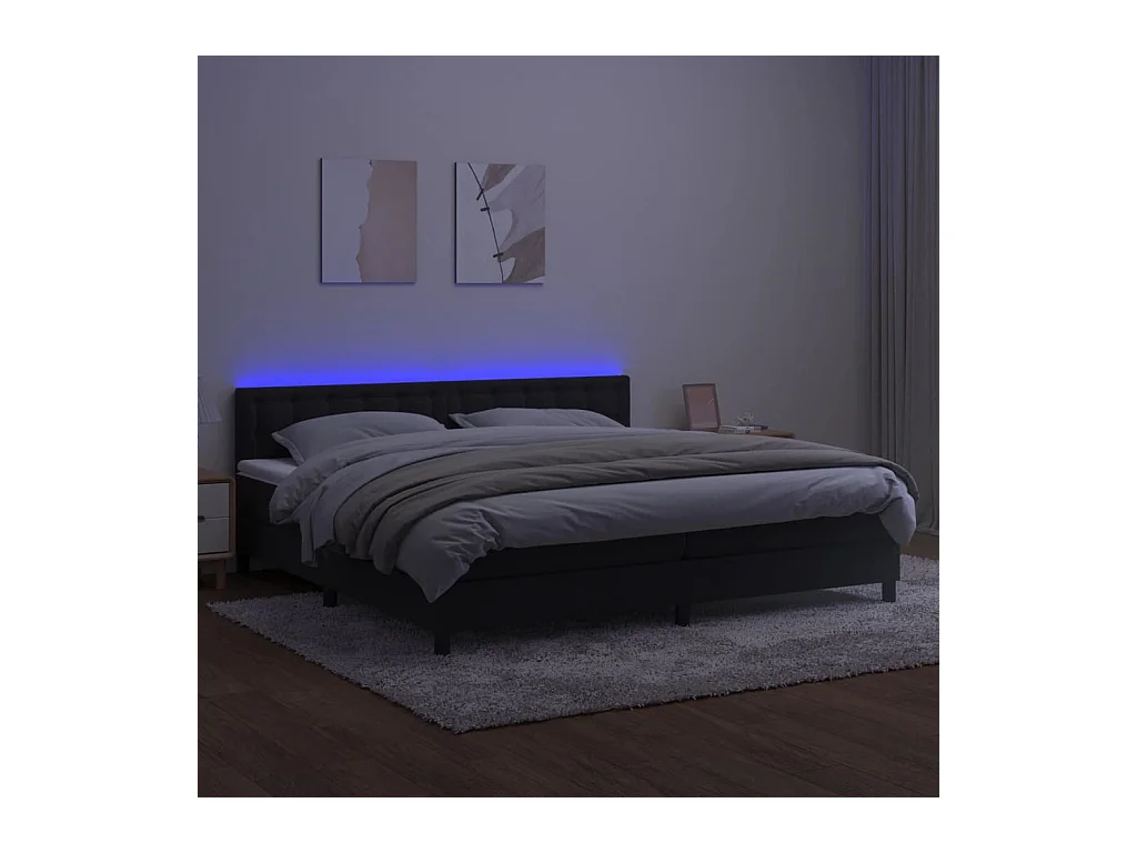 Cadre de lit LED tissu noire 203 x 200 x 88 cm TDL0209147