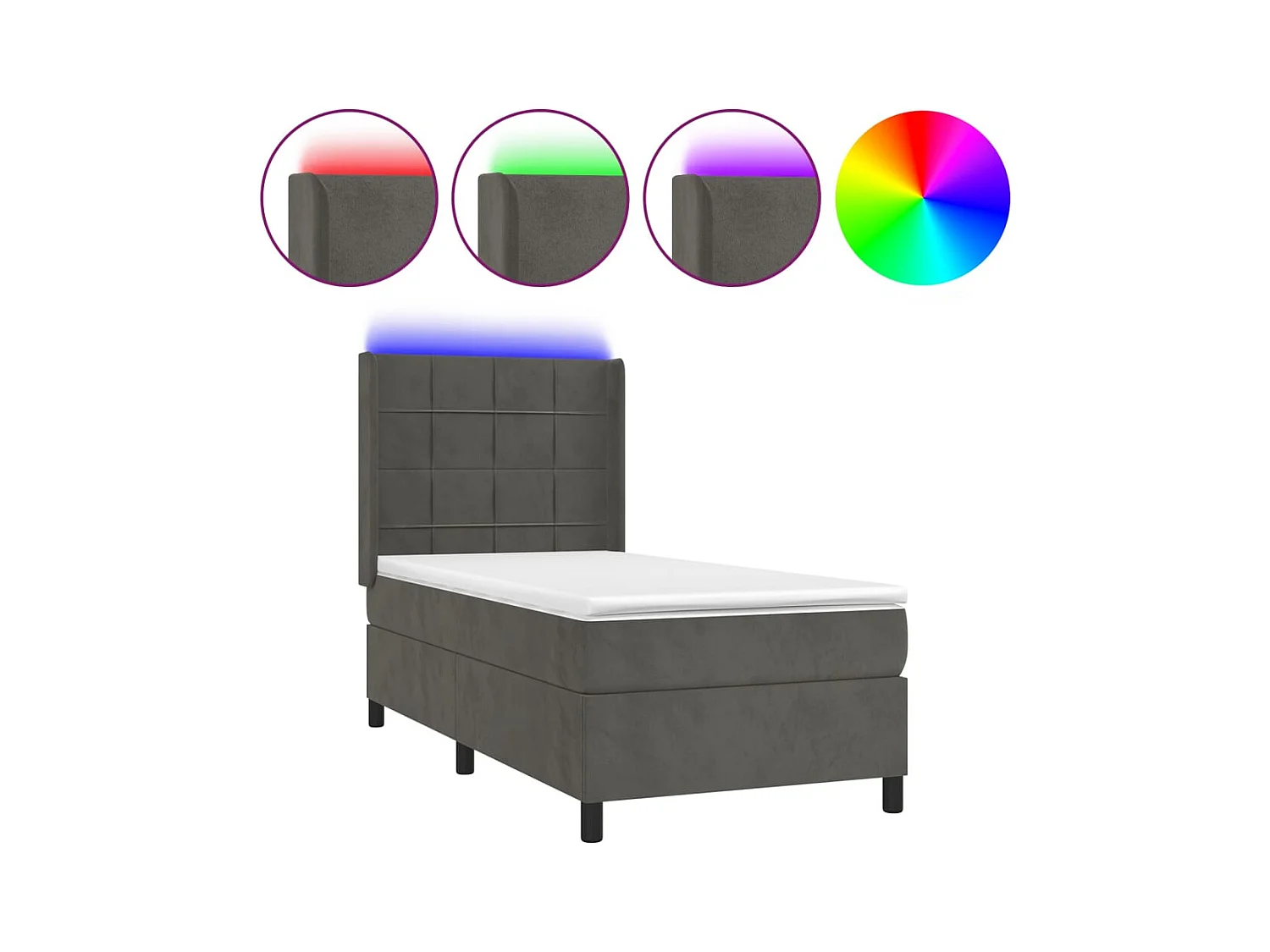 Cadre de lit LED tissu grise 203 x 103 x 128 cm TDL0207741