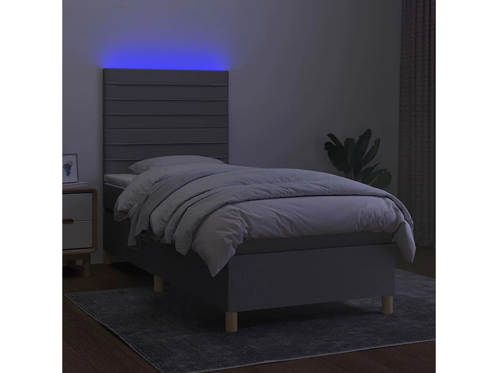 Cadre de lit LED tissu grise 203 x 100 x 128 cm TDL0207943