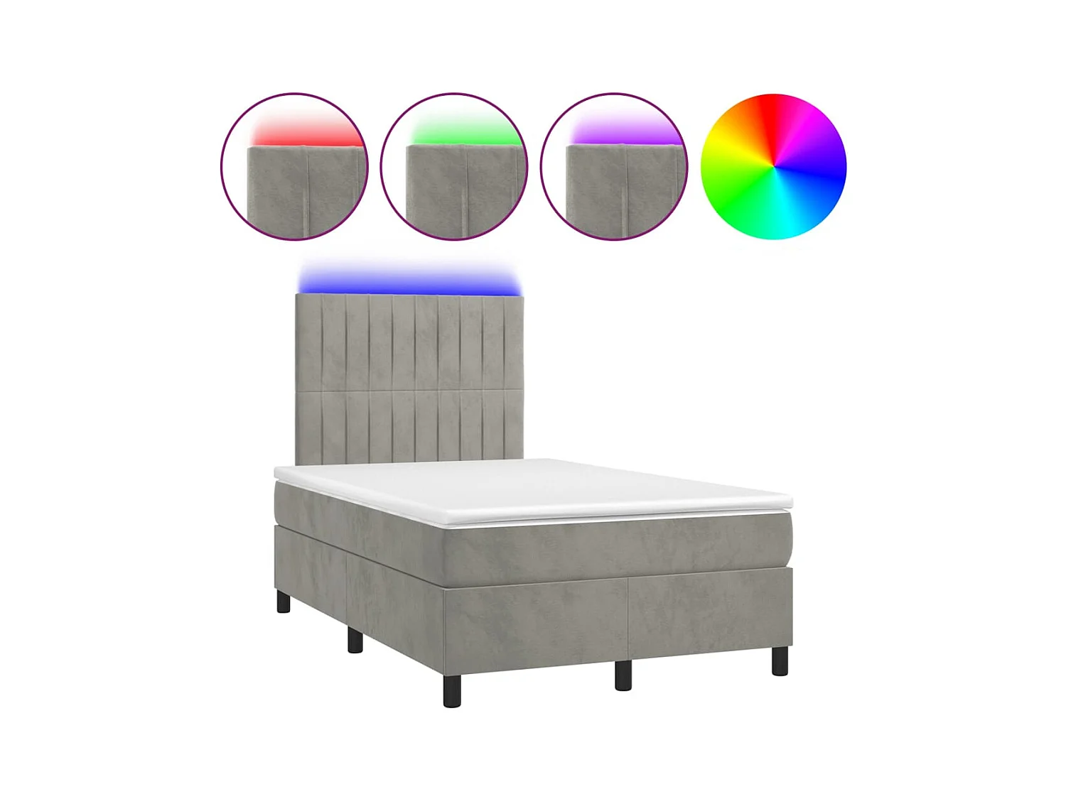 Cadre de lit LED tissu grise 203 x 120 x 128 cm TDL0207866