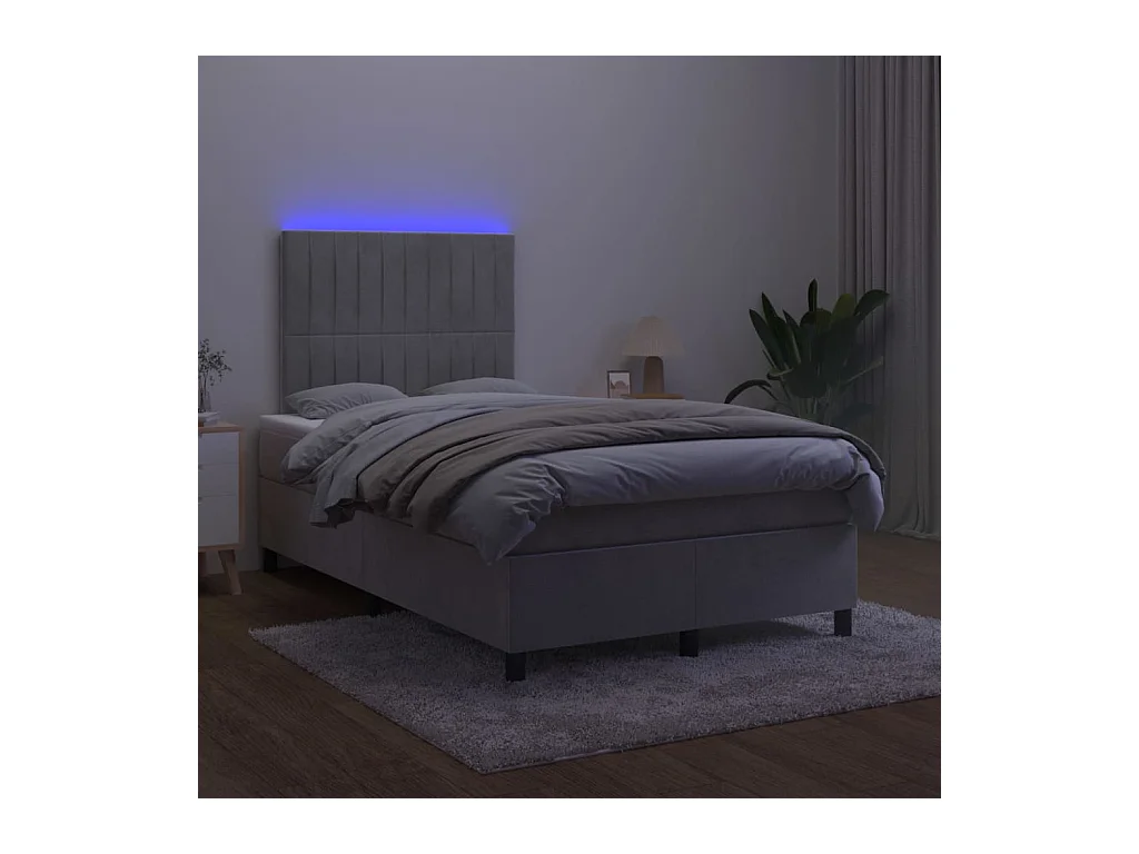 Cadre de lit LED tissu grise 203 x 120 x 128 cm TDL0207866