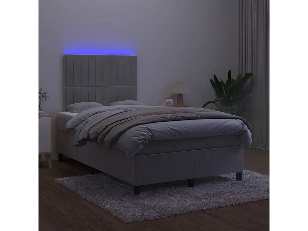 Cadre de lit LED tissu grise 203 x 120 x 128 cm TDL0207866