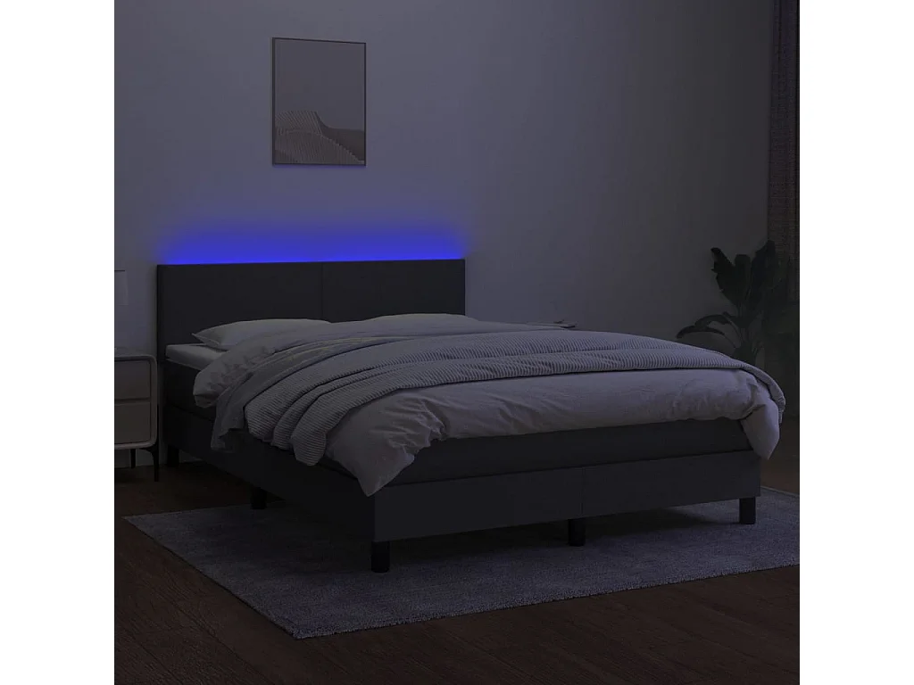 Cadre de lit LED tissu grise 193 x 144 x 88 cm TDL0208379