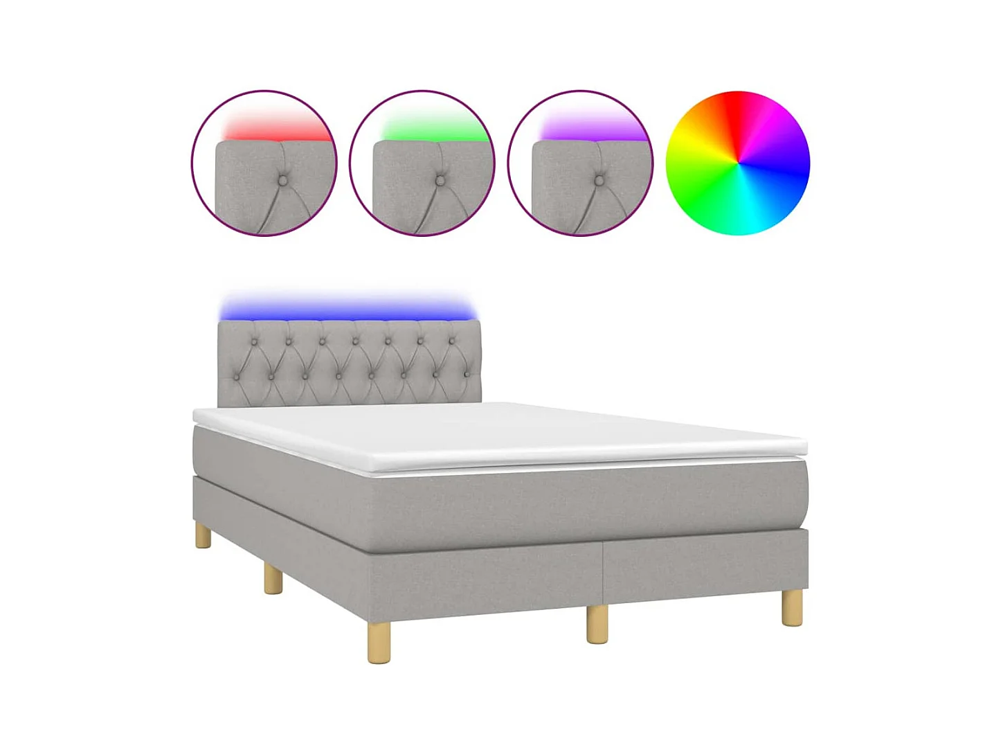 Cadre de lit LED tissu grise 203 x 120 x 88 cm TDL0207883