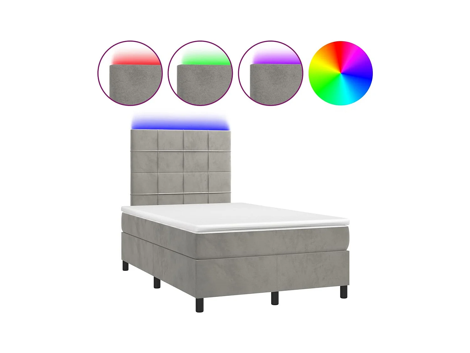 Cadre de lit LED tissu grise 203 x 120 x 128 cm TDL0207873