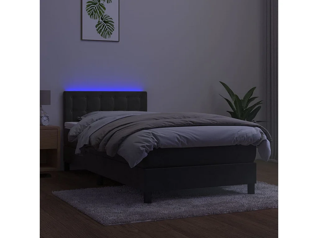 Cadre de lit LED tissu grise 203 x 100 x 88 cm TDL0207747