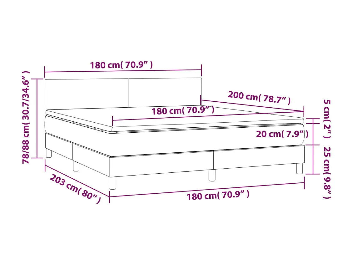 Cadre de lit LED blanche 203 x 180 x 88 cm TDL0208718