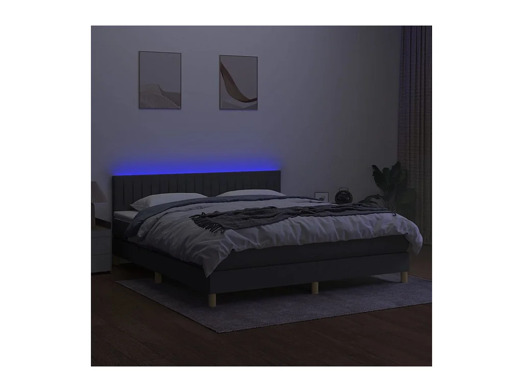 Cadre de lit LED tissu grise 203 x 180 x 88 cm TDL0208324