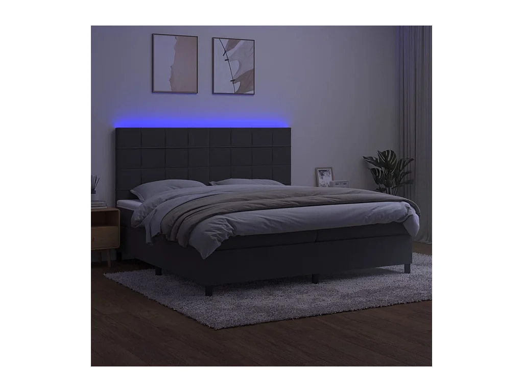 Cadre de lit LED tissu grise 203 x 200 x 128 cm TDL0207687