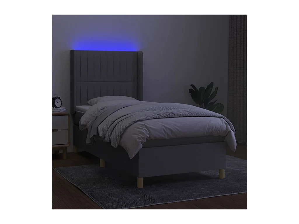 Cadre de lit LED tissu grise 203 x 103 x 128 cm TDL0207940