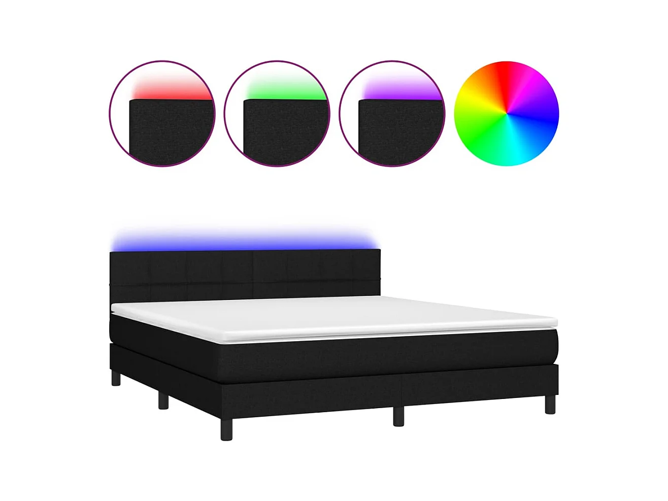 Cadre de lit LED tissu noire 203 x 160 x 88 cm TDL0209190