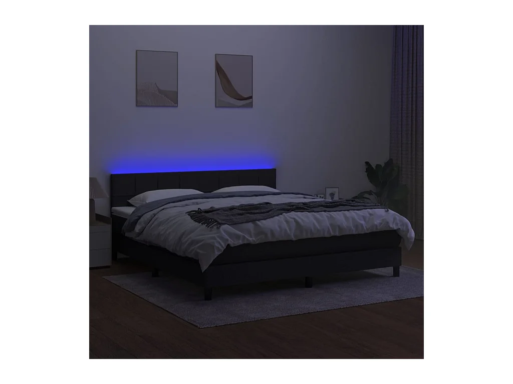 Cadre de lit LED tissu noire 203 x 160 x 88 cm TDL0209190