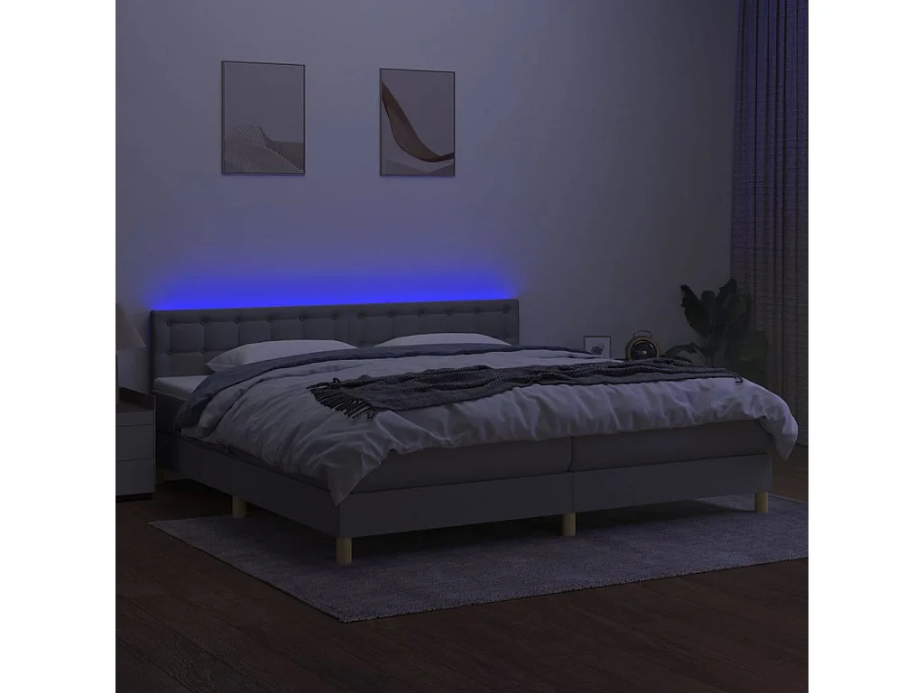 Cadre de lit LED tissu grise 203 x 200 x 88 cm TDL0207778