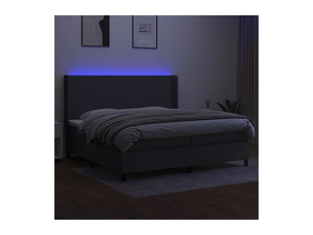 Cadre de lit LED tissu grise 203 x 203 x 128 cm TDL0208313