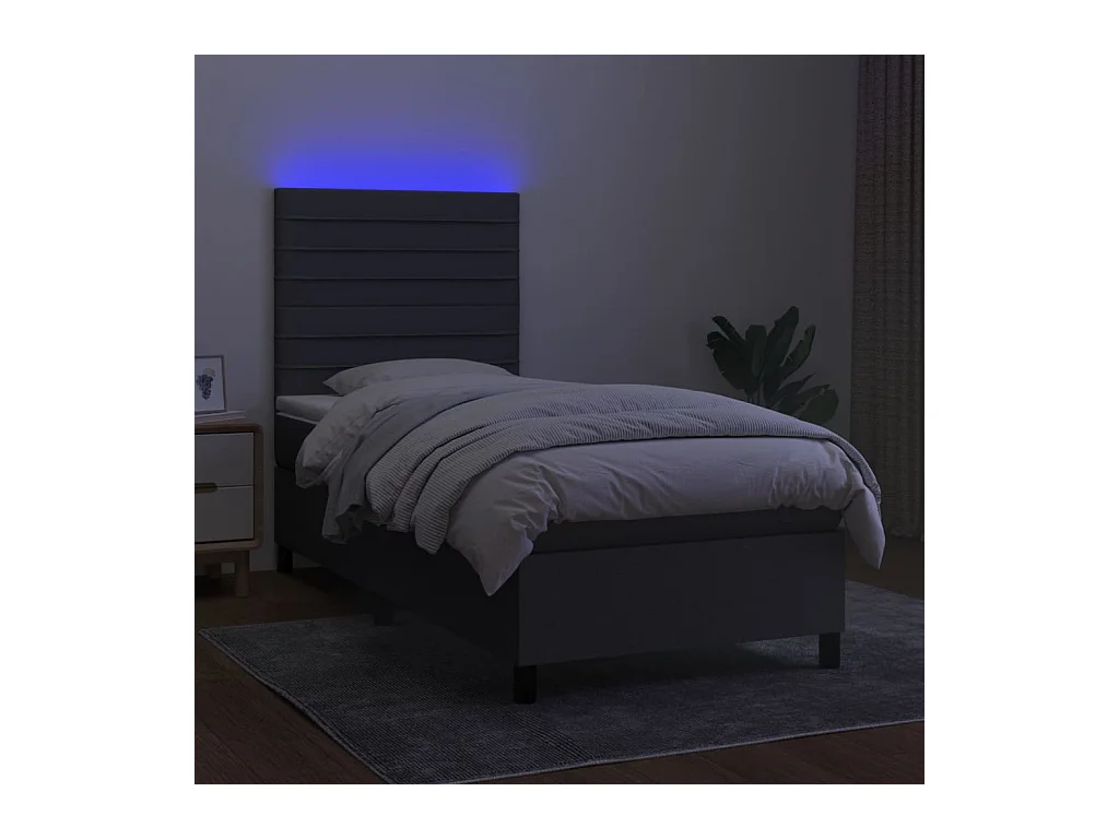 Cadre de lit LED tissu grise 203 x 100 x 128 cm TDL0208443