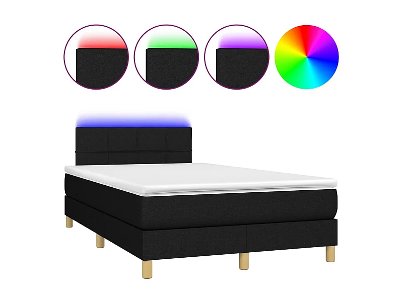Cadre de lit LED tissu noire 203 x 120 x 88 cm TDL0209289