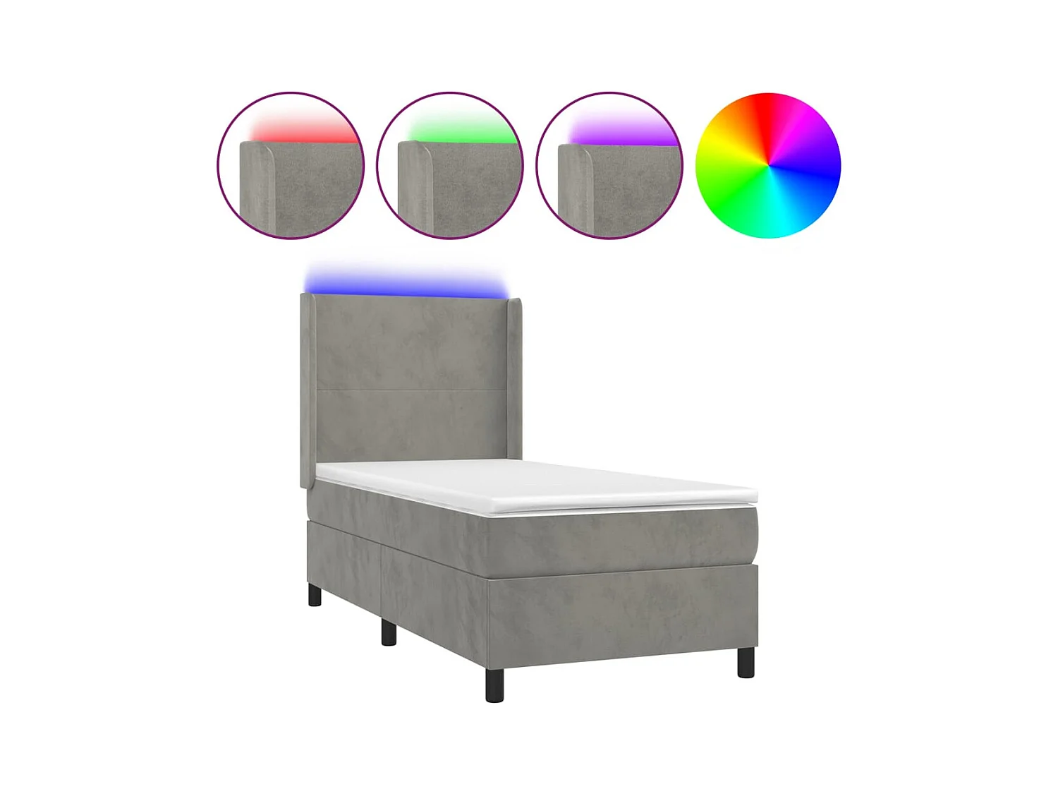 Cadre de lit LED tissu grise 203 x 103 x 128 cm TDL0207907